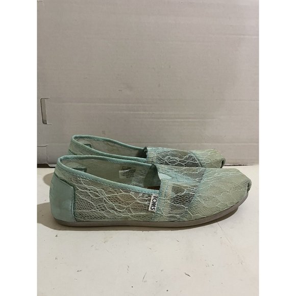 TOMS Crochet Lace Women’s Shoes Size 7 teal blue  slip-on casual comfort shoes - Picture 5 of 8